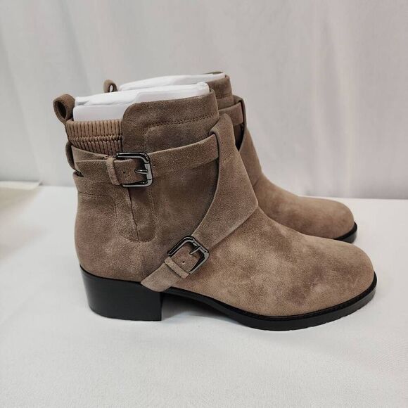 NYDJ Women's Size 11 Parvani Tan Ankle Booties Buckels Suede New - Picture 4 of 11